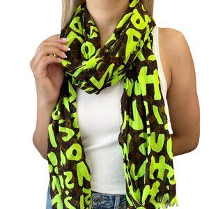 LOUIS VUITTON Vintage LV Monogram Graffiti Scarf  Shawl Brown Green [106251]
